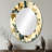 Vintage Farmhouse Peonies Damask - Traditional Oval Wall Mirror-2094559395