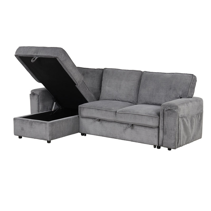 Canapé-lit élégant avec rangement et porte-gobelet Elegance - Gris, Gris