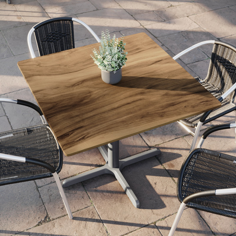 Plateau de table commercial à surface lisse avec base entrecroisée à hauteur de table, H 31 po x L 36 po x l 36 po, Natural