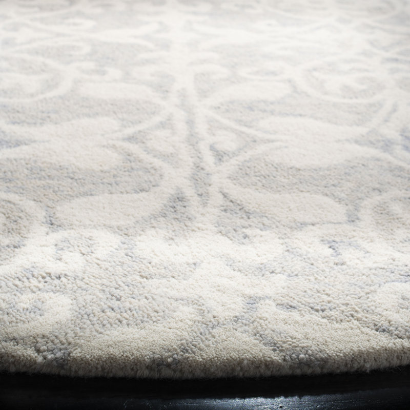 Tapis gris clair / ivoire en laine touffeté à la main Davvid, Rectangle 6 pi x 9 pi