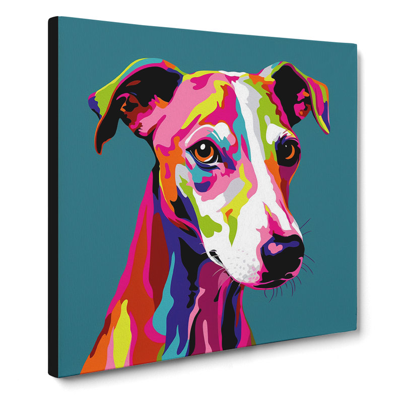 Whippet Pop Art - Wrapped Canvas, 35cm H x 35cm W x 3cm D