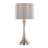 Lenuxe 25" Contemporary Brushed Nickel Table Lamp Set with Grey Linen Shade and Built-in USB Port - Set of 2