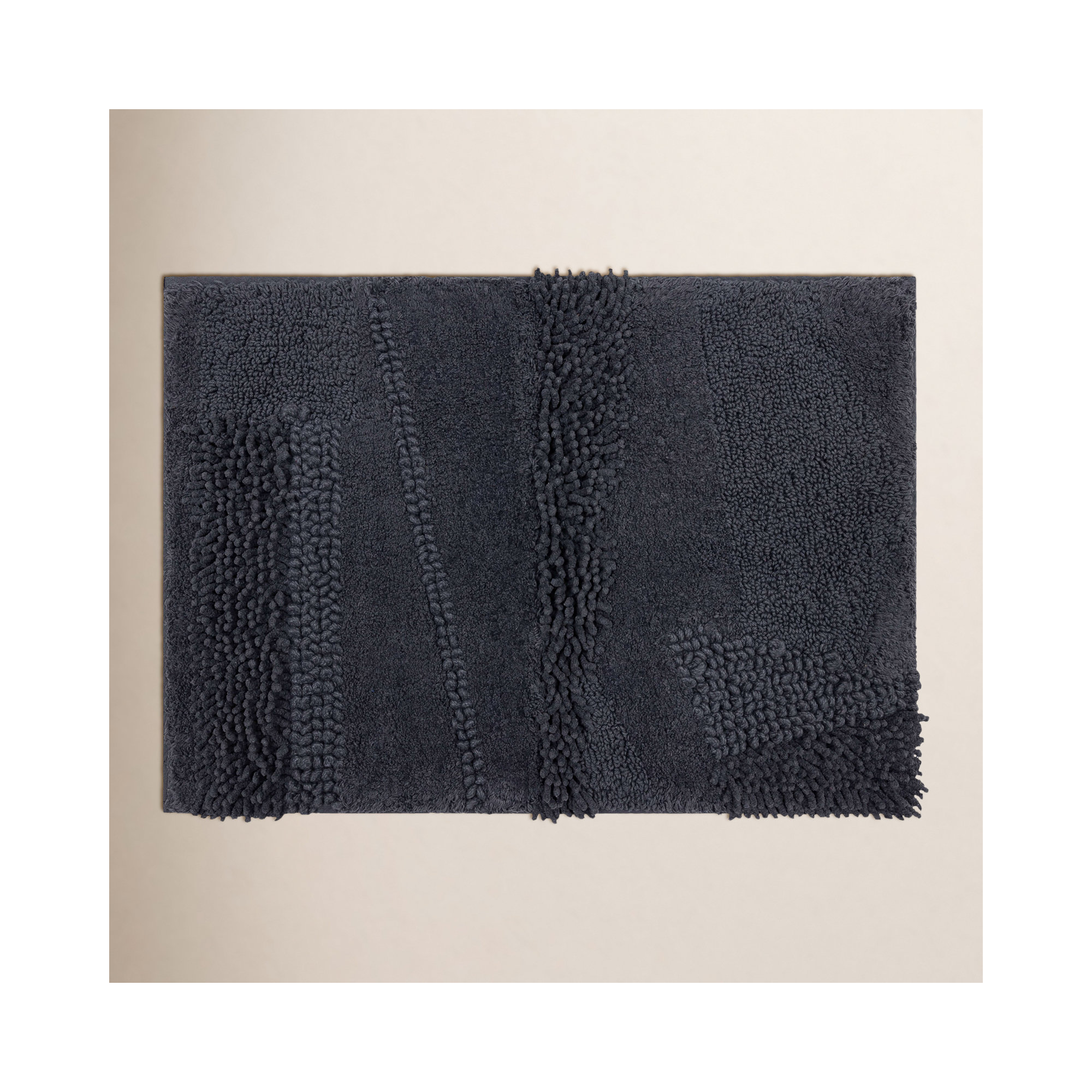 Laverne Solid Cotton Bath Rug, Charcoal, 24" W x 60" L