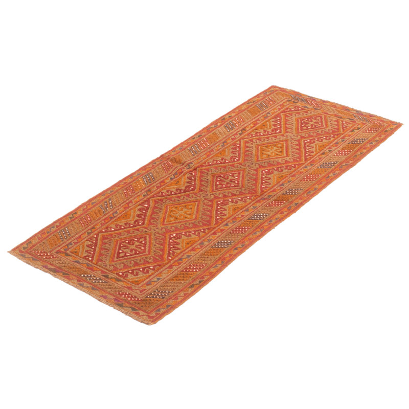 Tapis rouge foncé noué à la main de conception unique 2 pi 5 po x 6 pi 2 po Jnr