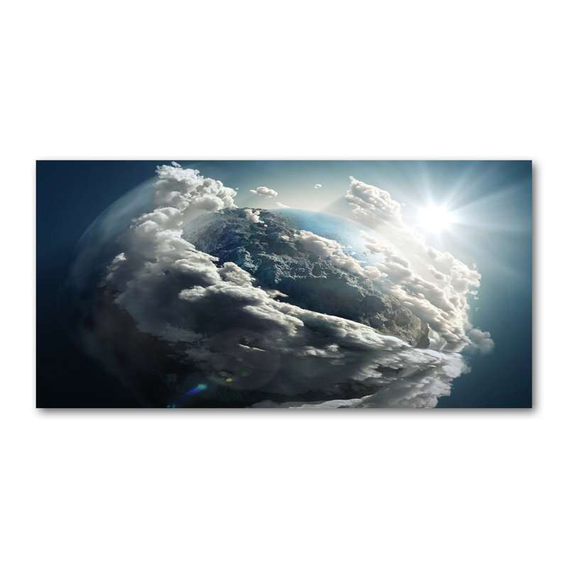 Alfrida Universe And Science Fiction - Blue - Planet Earth - No Frame Print on Glass