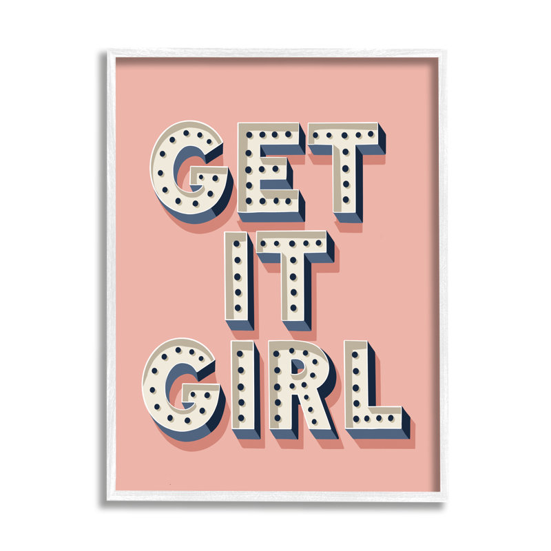 «Get It Girl», impression sur toile, H 14 po x l 11 po, Giclée encadrée blanc bord de mer