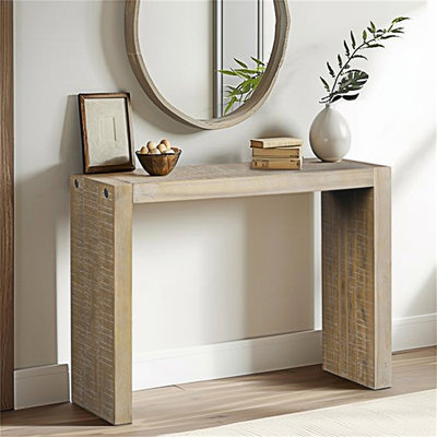 Jearline Modern Solid Wood Console Table with Wire Brushed Texture | 15" Slim Depth, Multi-Functional Use