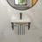 19.88"X14.25" Wall-Mounted Rectangular Ceramic Bathroom Sink With Black Towel Bar & Overflow