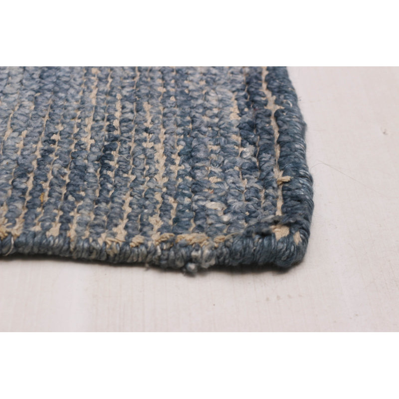 Tapis bleu denim clair en soie noué à la main 5 pi 10 po x 8 pi 10 po