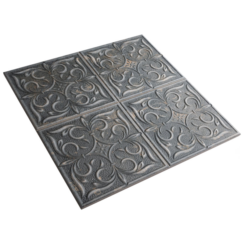 Carrelage mural en porcelaine d'aspect métal 13 po x 13 po Antigua Lis, Noir, noir, noir, noir