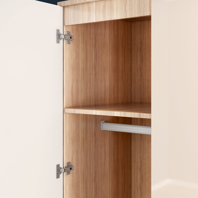 2 Door Manufactured Wood Wardrobe, Cream/Oak
