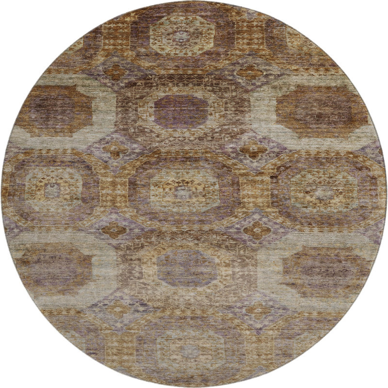 Premium Machine Washable Mayfield AMF1944 Panels Rug, Round 8'