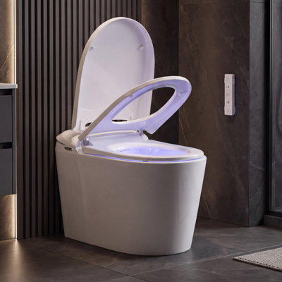 Smart Toilet, Automatic Lid, Heated Seat, Remote Control, Led Display, Adjustable Water Pressure, And Foot-Activated Functions For Home, Hotel, And Office