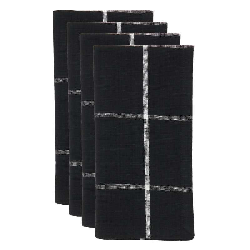 Ensemble de 4 serviettes de table en coton 20 po Hester, Noir