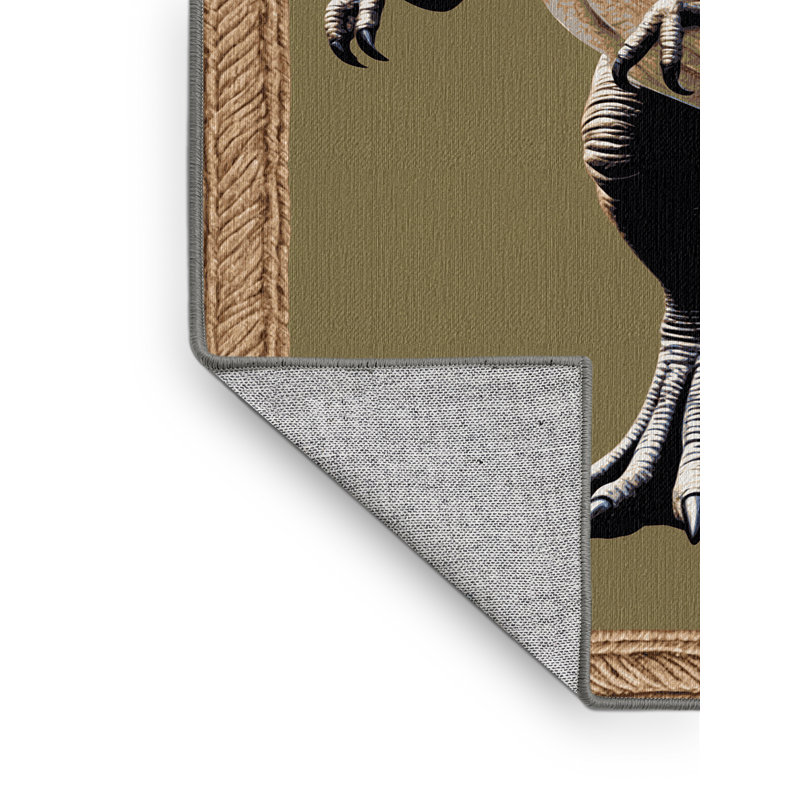 Tapis brun dinosaures lavable à la machine, Rectangulaire 7 pi x 10 pi
