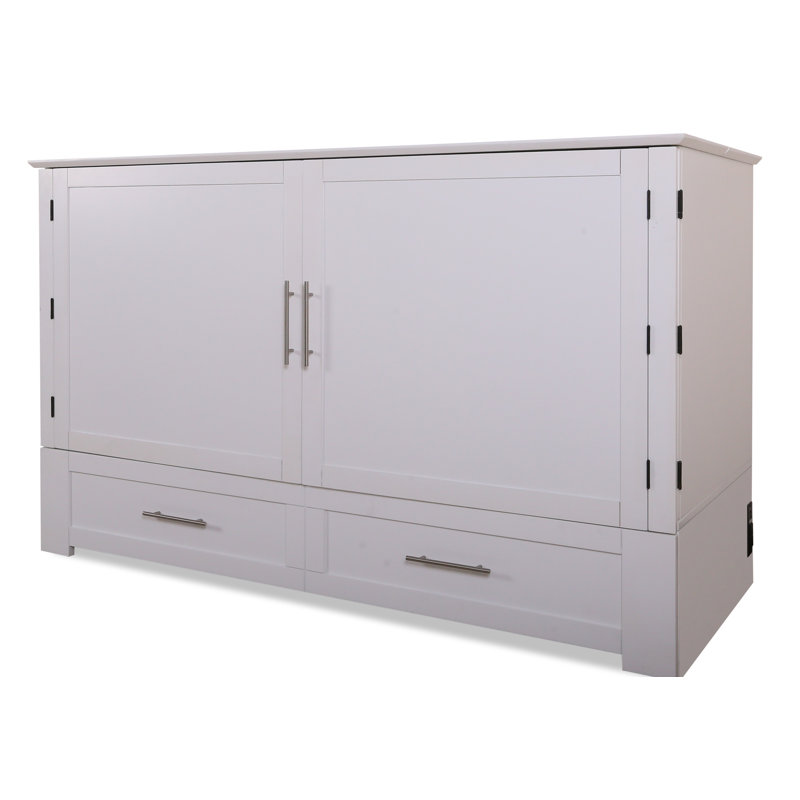 Kaneshiro Solid Wood Murphy Storage Bed, White, Twin XL