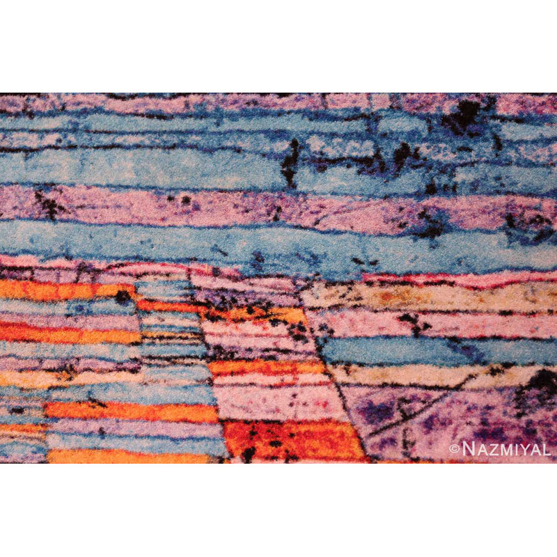 Scandinavian One-of-a-Kind Rectangle 5'3" X 7'6" 2000s Area Rug in Orange/Blue