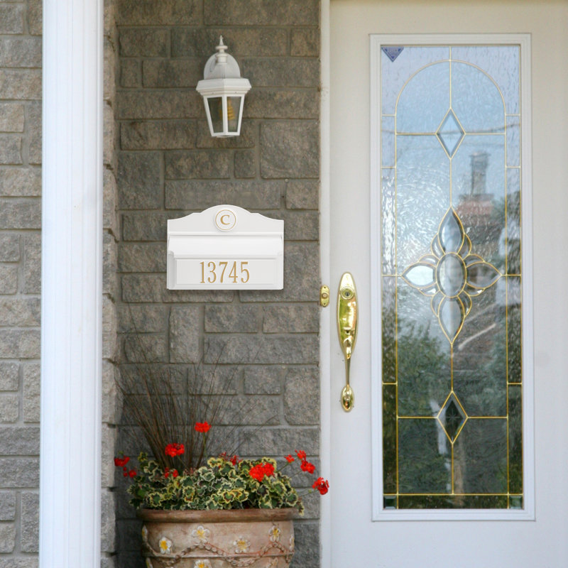 Wall Mounted Mailbox, White/Gold, Yes