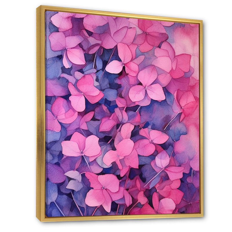Mauve, rose, violette, rêve, H 32 po x l 16 po x P 1 po, Cadre flottant doré