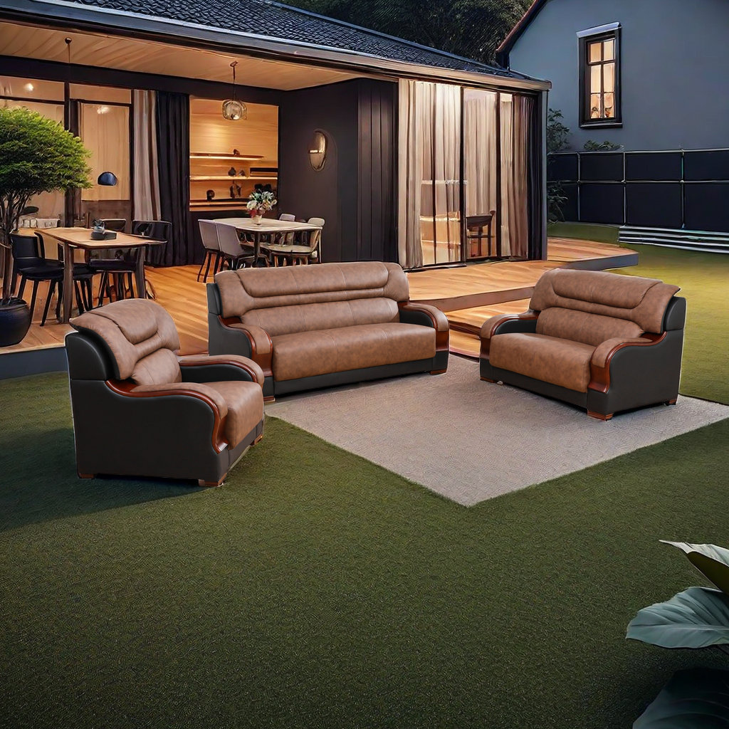 Orren Ellis Shamina 3 Piece Genuine Leather Living Room Set Wayfair