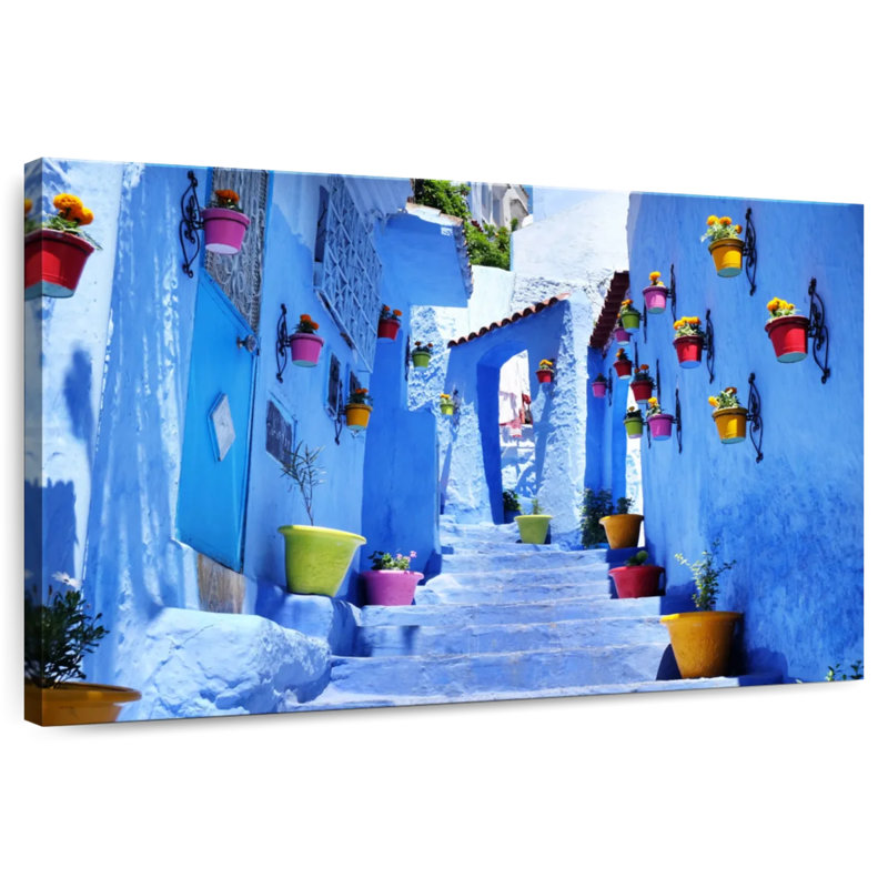 Escalier Ravi Chefchaouen, H 34 po x l 51 po