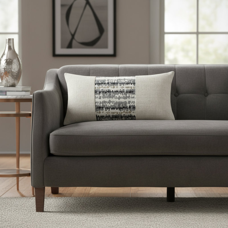 Antigua Lumbar Pillow Cover & Insert, Navy Abstract