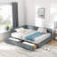 Cadre de lit double capitonné avec rangement pleine grandeur, cadre de canapé-lit avec dossier et accoudoirs confortables, lit double pour chambre à coucher, salon, velours, gris (80,5 po x 59 po x 29,5 po)