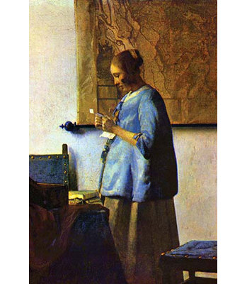 Le lecteur de lettre par johannes vermeer-impression