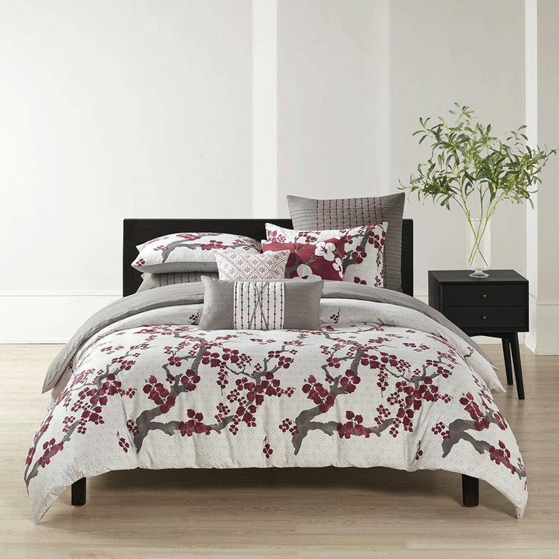 Housse de couette multicolore pour lit de bébé Mini - coton, boutons, coordonnés, motif floral à 100%, 4 attaches intérieures,
