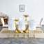 Ensemble de salle à manger 9 pièces rectangulaire moderne 9 po avec chaises en similicuir blanc 9 pièces-429035435-429035434-429035433