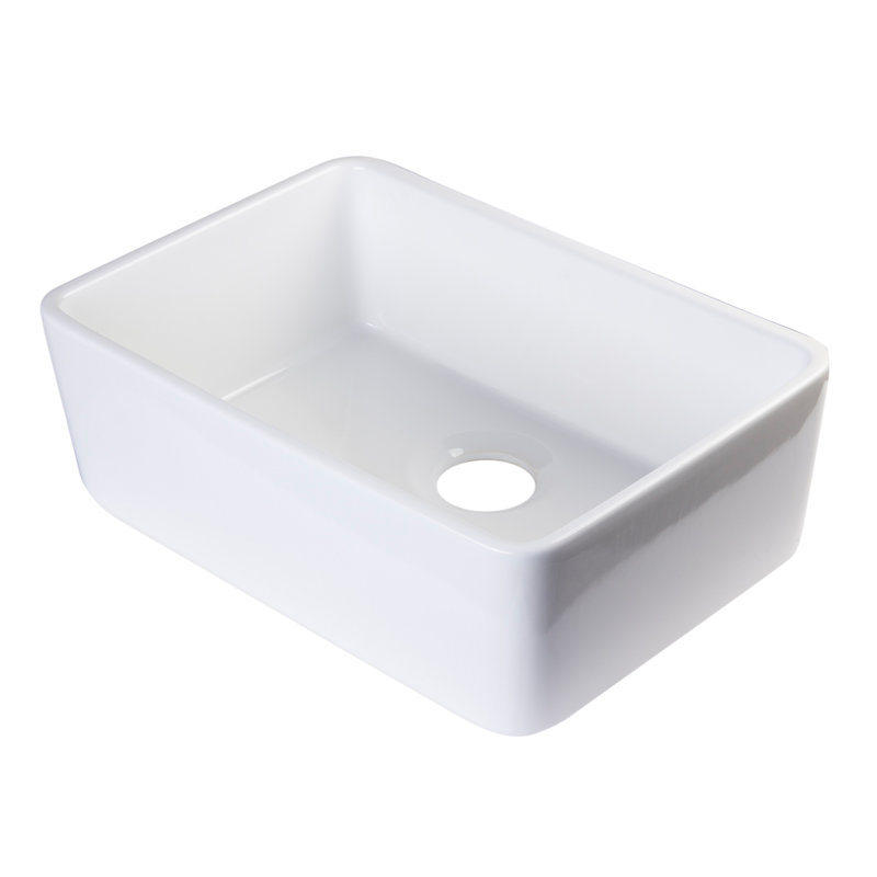 23.375'' L Single Bowl Fireclay Kitchen Sink, White