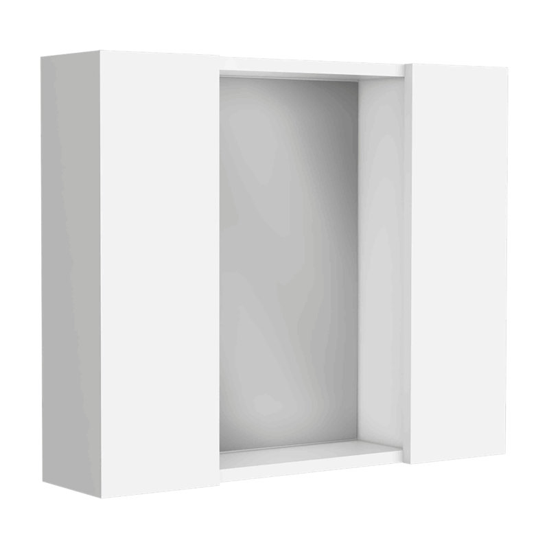 Pharmacie, double porte, miroir, une tablette extérieure, Blanc