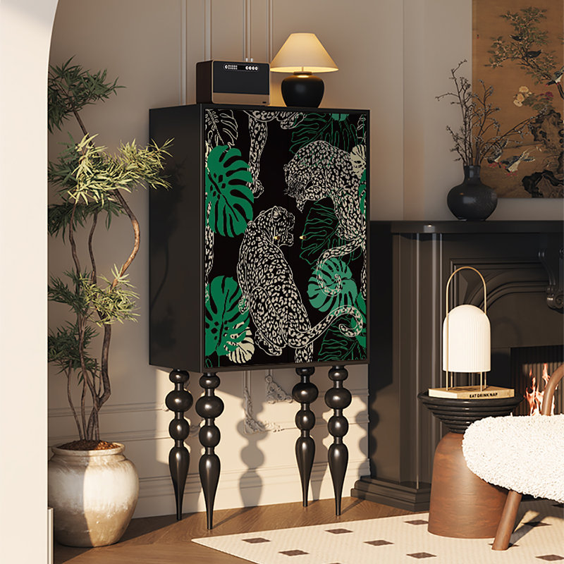 French home retro art tall feet decor cabinet