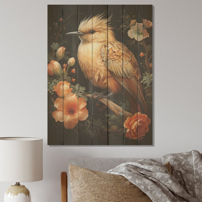 Fleurs printanières d'oiseaux - Oiseau sur bois