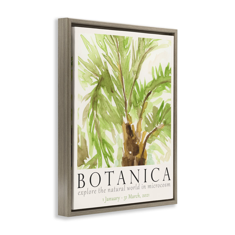  «Botanica» affiche palmier encadré sur toile flottante par June Erica Vess, H 21 po x l 17 po