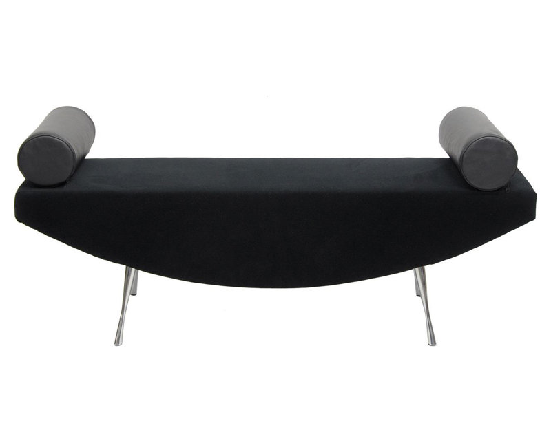 Orient Fabric, Faux Leather Upholstered Bench, Black