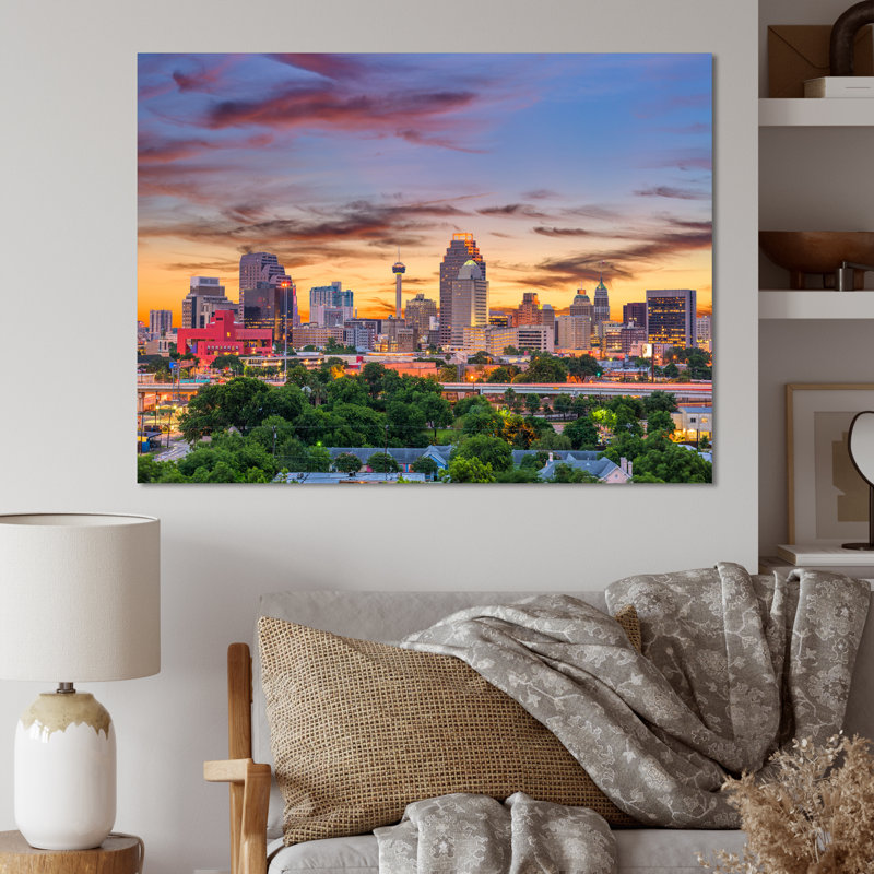 «San Antonio Downtown Texas II», reproduction sur toile, H 12 po x l 20 po x P 1 po, Toile tendue