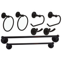 3pc Traditional Solid Brass Oil Rubbed Bronze Double Towel Bar Bath  Accessory Set - Kingston Brass