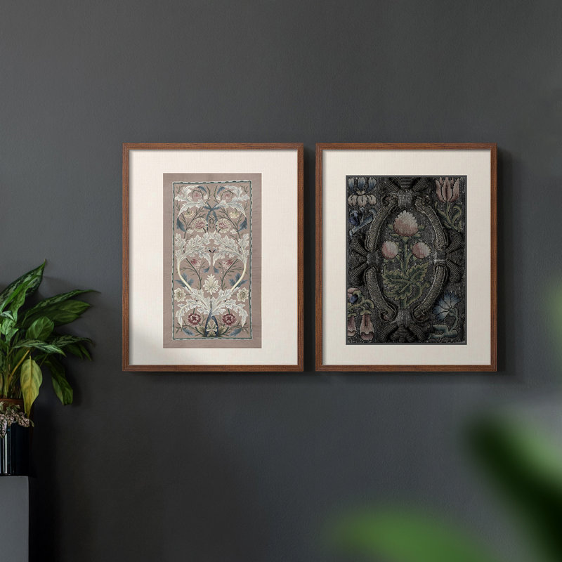 «Abstract Vintage», impression giclée encadrée - ensemble de 2, Noyer, H 12 po x l 30 po