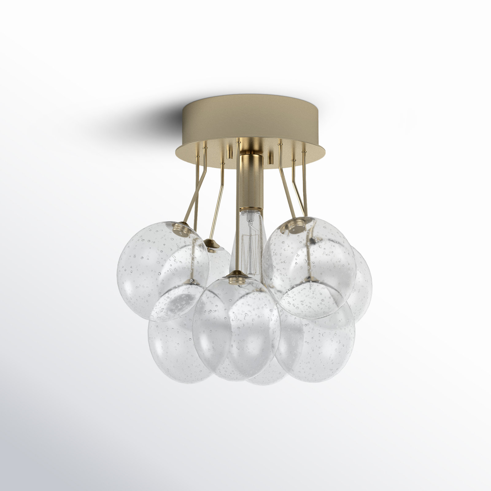 Logan Single Light Semi Flush Mount, Satin Brass