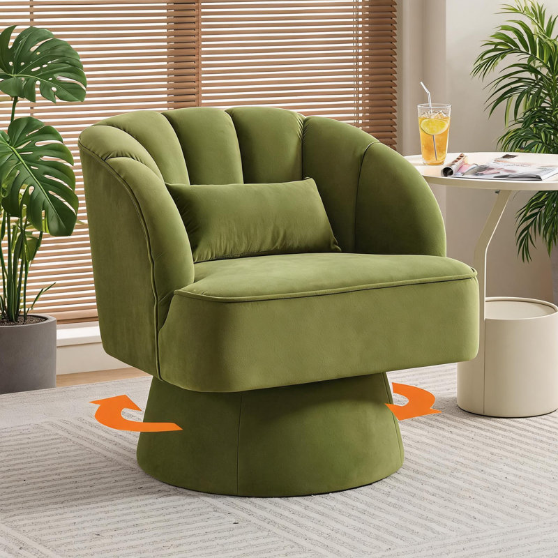 Upholstered Swivel Accent Chair, Velvet Green