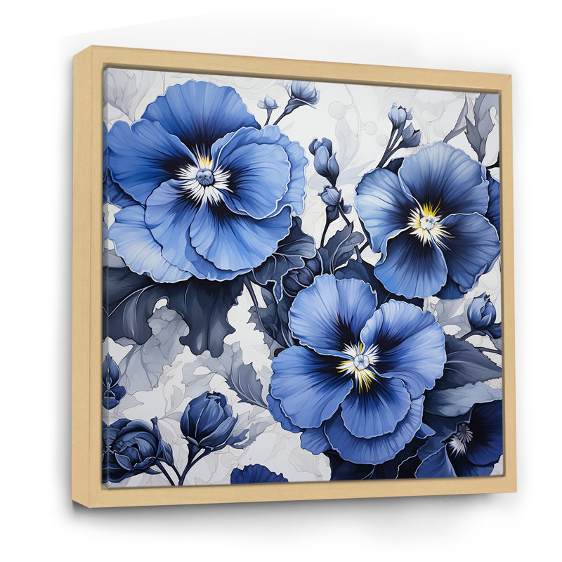 Pensées bleues et grises dans l'ombre III, Cadre naturel flottant, H 24 po x l 24 po x P 1 po