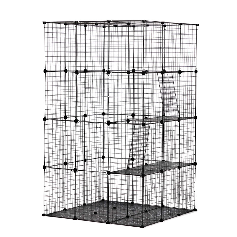 Versatile 3-Tier Wire Cat Cage with Multiple Platforms and Doors for Play and Comfort