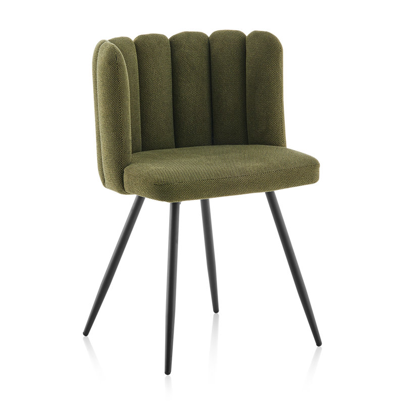 1Er Set Dining Chair,Fabric Lounge Chair, Green Fabric
