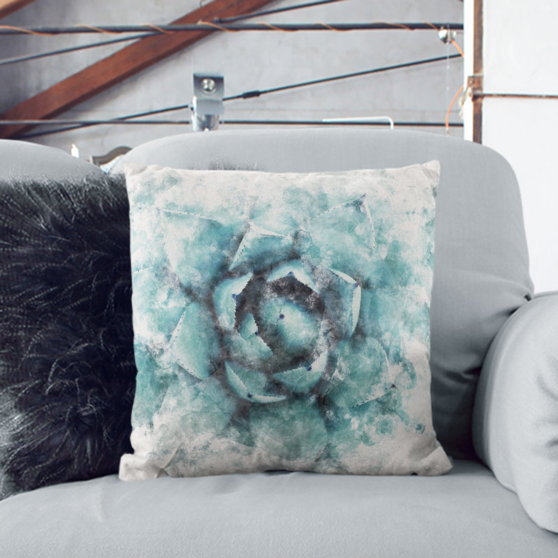 Floral Square Throw Cushion, 55cm H x 55cm W x 20cm D, Black