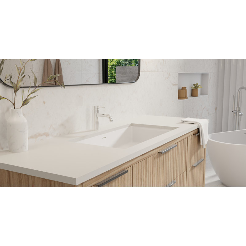 Lavabo de salle de bain encastrable en résine blanc mat Badeloft 31,4 po x 16,7 po UB-05-L-M, Blanc mat