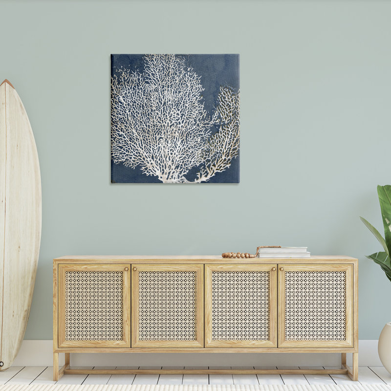 «Sea Coral Ocean Life Silhouette Blue White», impression, H 12 po x l 12 po x P 1,5 po