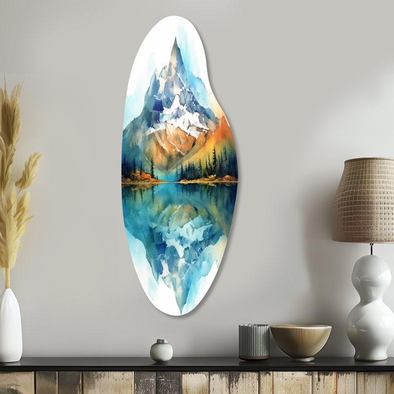 Gurkeerat - montagnes, forme incurvée, art mural en métal asymétrique, H 38 po x l 15 po