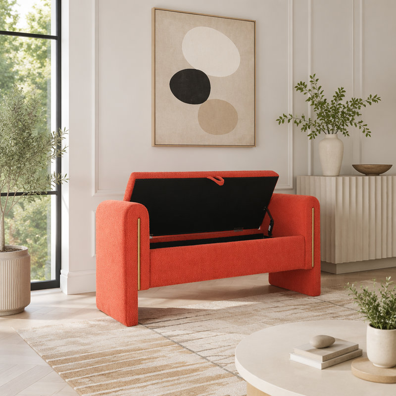 Banc de bout avec accoudoirs et rangement Modern, Orange