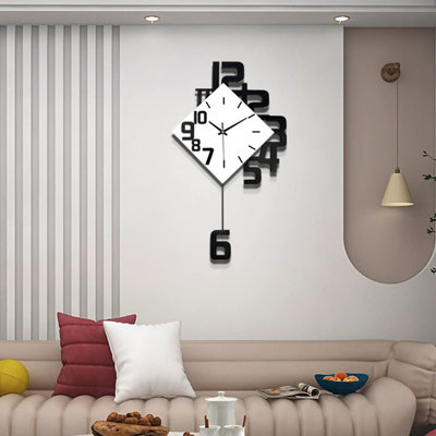 Grande horloge murale avec pendule, montre classique moderne décorative de 25 pouces pour la maison et le bureau